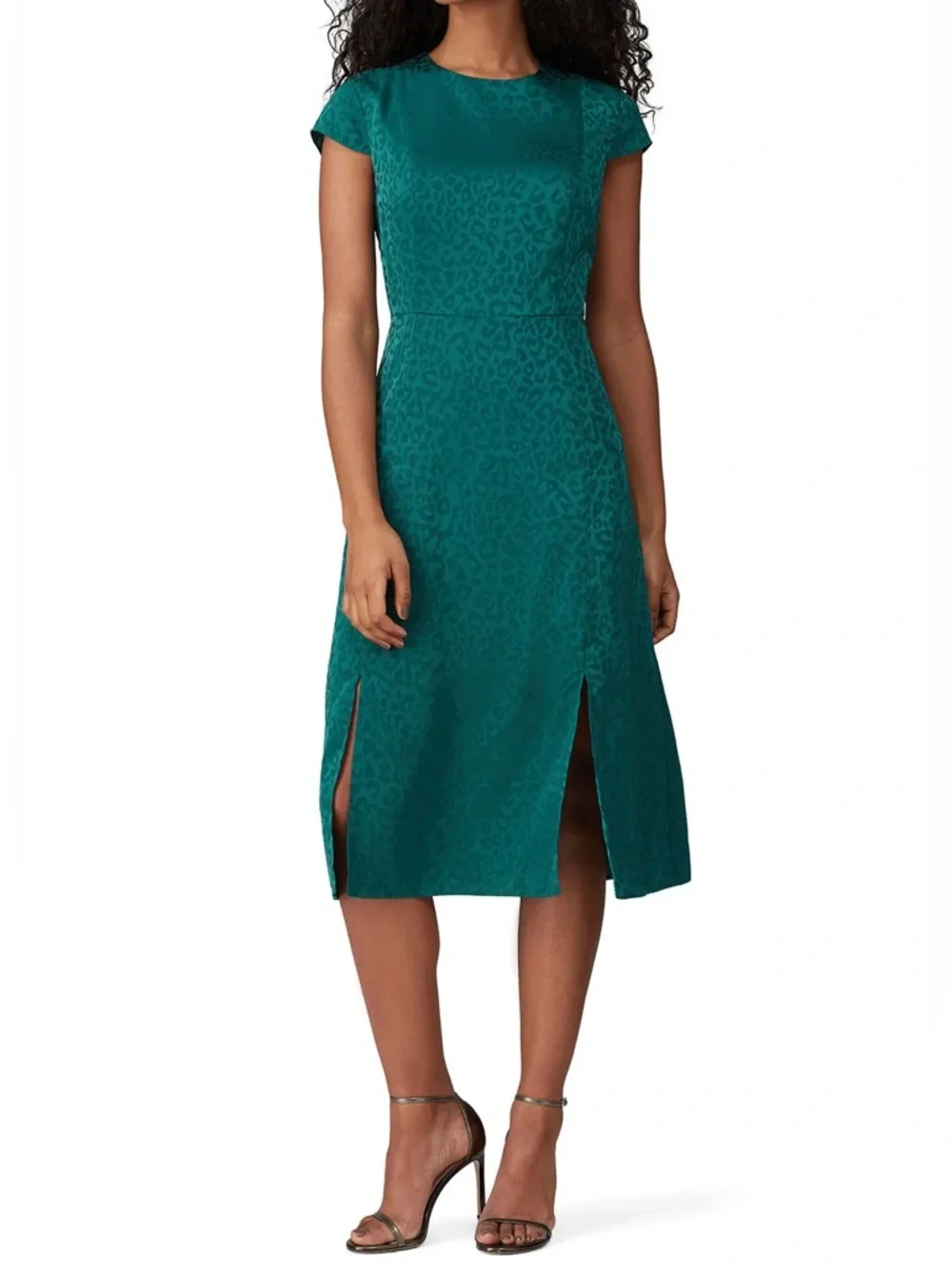 NEW Ted Baker Bellana Emerald Jaquard Leopard Dress TB Size 1 US Womenβs Size 4 - Picture 1 of 15
